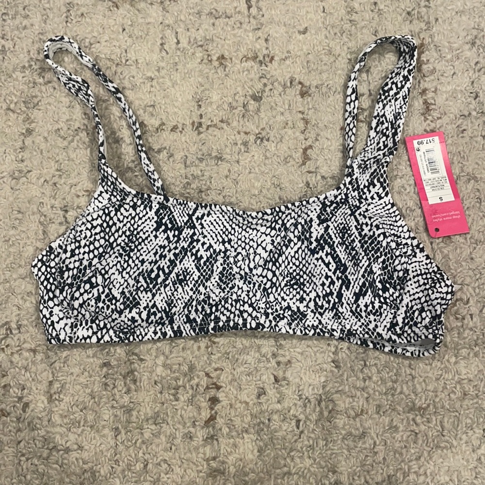 Black and White Animal Print Bikini Top